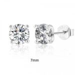 ⁦حلق فضة خرزة كبير قطر 7ملم عيار 925⁩ - الصورة ⁦2⁩