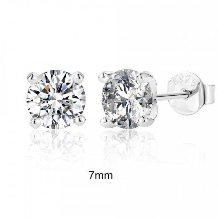 ⁦حلق فضة خرزة كبير قطر 7ملم عيار 925⁩ - الصورة ⁦2⁩