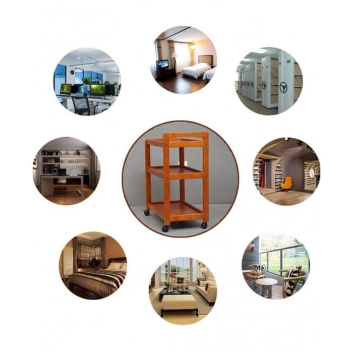 ⁦ترولي/ عرباية خشب ثلاث طبقات قياس 50*30وارتفاع 82⁩ - الصورة ⁦3⁩