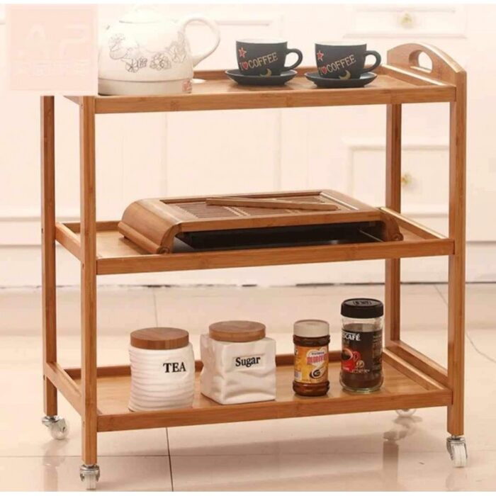 ⁦ترولي/ عرباية خشب ثلاث طبقات قياس 50*30وارتفاع 82⁩ - الصورة ⁦6⁩