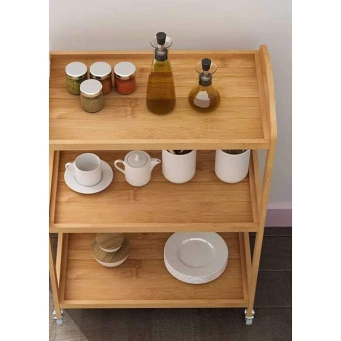 ⁦ترولي/ عرباية خشب ثلاث طبقات قياس 50*30وارتفاع 82⁩ - الصورة ⁦8⁩