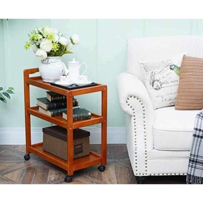 ⁦ترولي/ عرباية خشب ثلاث طبقات قياس 50*30وارتفاع 82⁩ - الصورة ⁦9⁩