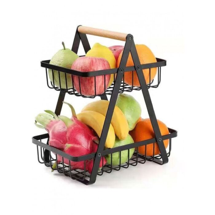 ⁦سلة فواكه طبقتين لون اسود⁩ - الصورة ⁦2⁩