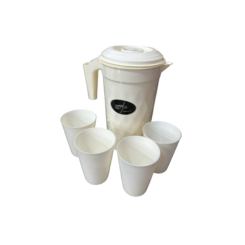 ⁦شاف عصير بلاستيك مع غطاء واربع كاسات⁩ - الصورة ⁦1⁩