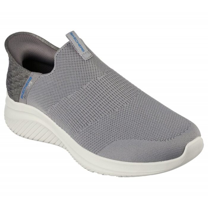 ⁦Skechers Men's Slip-ins: Ultra Flex 3.0 - Smooth Step Shoes - حذاء سكيتشرز سليب ان: الترا فليكس 3.0 – سموث ستيب للرجال لون رمادي وأبيض⁩ - الصورة ⁦2⁩