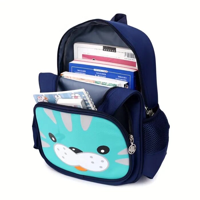 ⁦Children's backpack Kindergarten  - شنطة روضة صغير حجم 12 انش لون كحلي وتركواز⁩ - الصورة ⁦5⁩