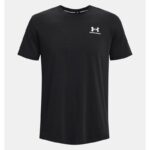 ⁦Under Armour Men's Logo Embroidered Heavyweight Short Sleeve T-Shirt - تيشيرت أندر آرمر لوجو امبرويدرد هيفي ويت للرجال لون أسود⁩ - الصورة ⁦5⁩