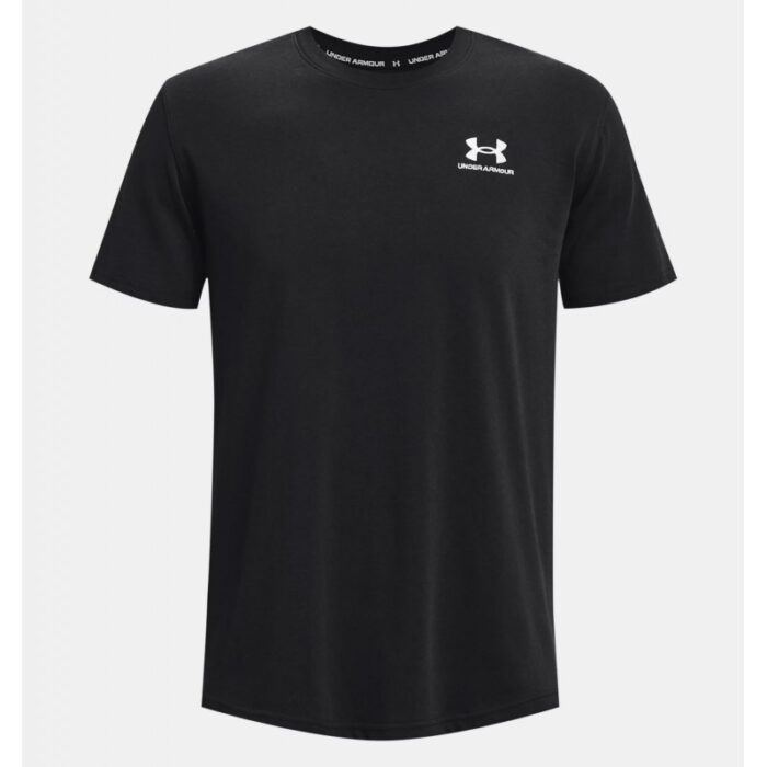⁦Under Armour Men's Logo Embroidered Heavyweight Short Sleeve T-Shirt - تيشيرت أندر آرمر لوجو امبرويدرد هيفي ويت للرجال لون أسود⁩ - الصورة ⁦5⁩