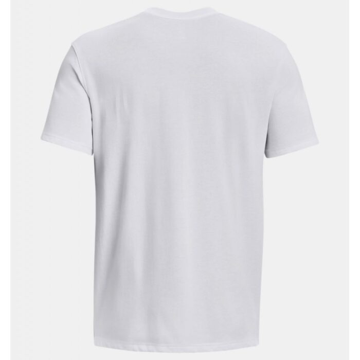 ⁦Under Armour Men's Logo Embroidered Heavyweight Short Sleeve T-Shirt - تيشيرت أندر آرمر لوجو امبرويدرد هيفي ويت للرجال لون أبيض⁩ - الصورة ⁦6⁩