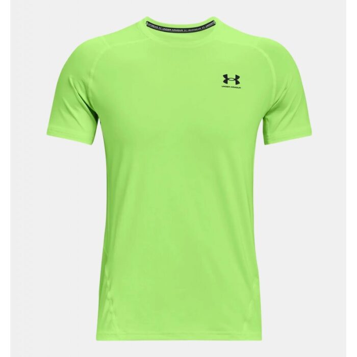 ⁦Under Armour Men's HeatGear Fitted Short Sleeve T-Shirt - تيشيرت أندر آرمر هيت-جير ارمر فيتد بأكمام قصيرة للرجال لون أخضر⁩ - الصورة ⁦5⁩