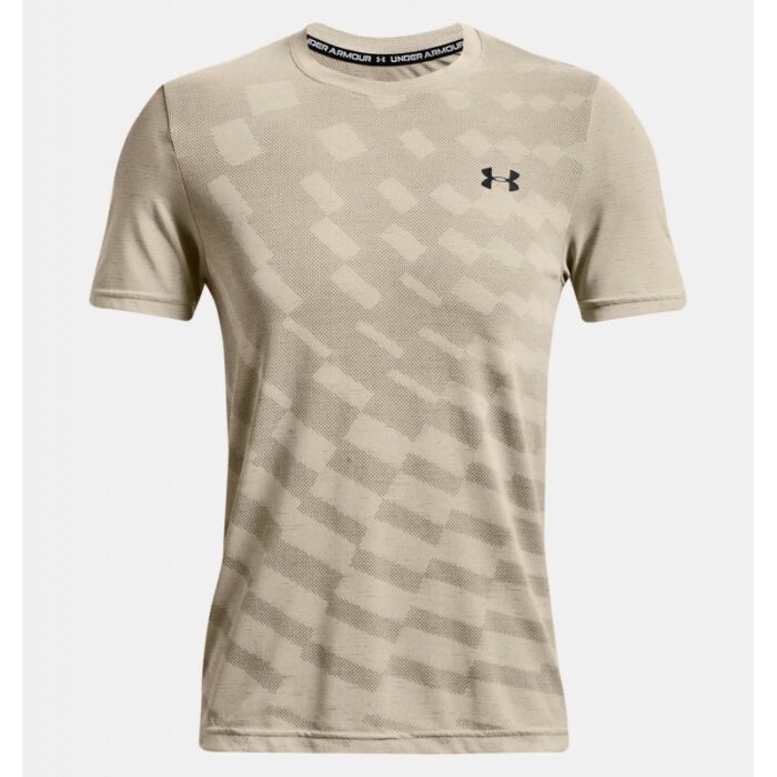 ⁦Under Armour Men's Seamless Radial Short Sleeve T-Shirt - تيشيرت أندر آرمر سيملس رايديلبأكمام قصيرة للرجال لون بيج⁩ - الصورة ⁦6⁩
