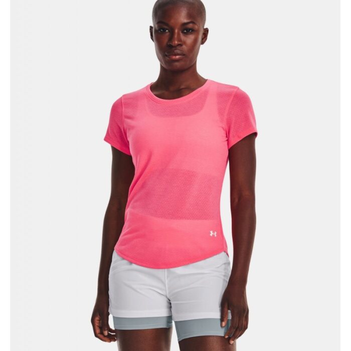 10323527_67db7cb97f186 Under Armour Women's Streaker Run Short Sleeve T-Shirts- تيشيرت أندر آرمر ستريكر رَن بأكمام قصيرة للنساء لون زهري - الصورة 1
