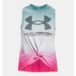⁦Under Armour Women's Run Anywhere Tank - تيشيرت تانك أندر آرمر رن اني ويير بلا أكمام للنساء لون أخضر وأبيض وزهري⁩ - الصورة ⁦5⁩