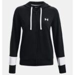 ⁦Under Armour Women's Rival Terry Colorblock Full-Zip Hoodie- تيشيرت هودي أندر آرمر رايفال تيري ملر بلوك للنساء لون أسود⁩ - الصورة ⁦5⁩