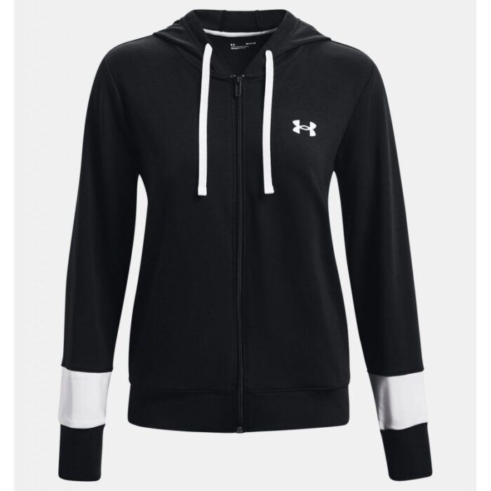 ⁦Under Armour Women's Rival Terry Colorblock Full-Zip Hoodie- تيشيرت هودي أندر آرمر رايفال تيري ملر بلوك للنساء لون أسود⁩ - الصورة ⁦5⁩