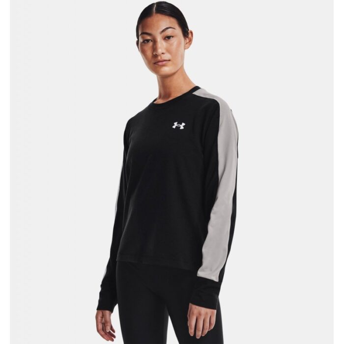 10323544_67db7cd4be299 Under Armour Women's Rival Terry Colorblock Crew Sweatshirt- تيشيرت أندر آرمر ريفال تيري كلربلوك للنساء لون أسود - الصورة 1