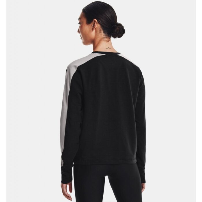 ⁦Under Armour Women's Rival Terry Colorblock Crew Sweatshirt- تيشيرت أندر آرمر ريفال تيري كلربلوك للنساء لون أسود⁩ - الصورة ⁦2⁩