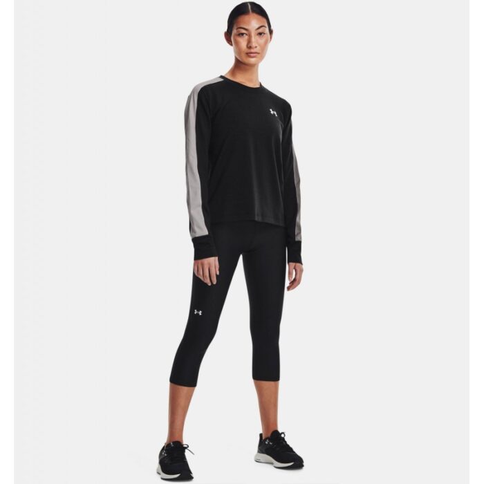 ⁦Under Armour Women's Rival Terry Colorblock Crew Sweatshirt- تيشيرت أندر آرمر ريفال تيري كلربلوك للنساء لون أسود⁩ - الصورة ⁦3⁩
