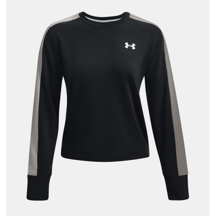 ⁦Under Armour Women's Rival Terry Colorblock Crew Sweatshirt- تيشيرت أندر آرمر ريفال تيري كلربلوك للنساء لون أسود⁩ - الصورة ⁦5⁩