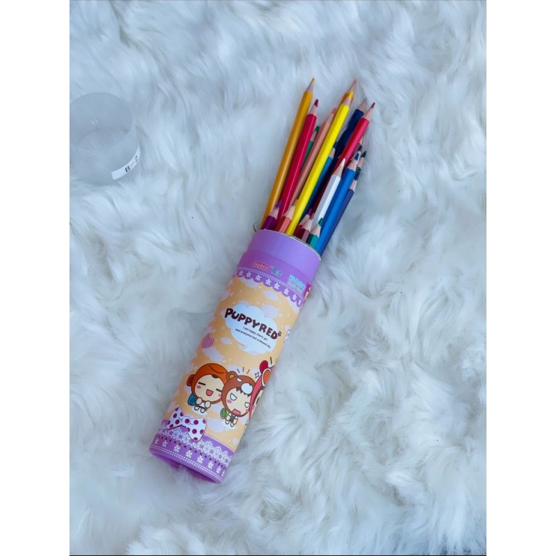 ⁦الوان خشب اسطوانة لون زهري 12 لون⁩ - الصورة ⁦1⁩