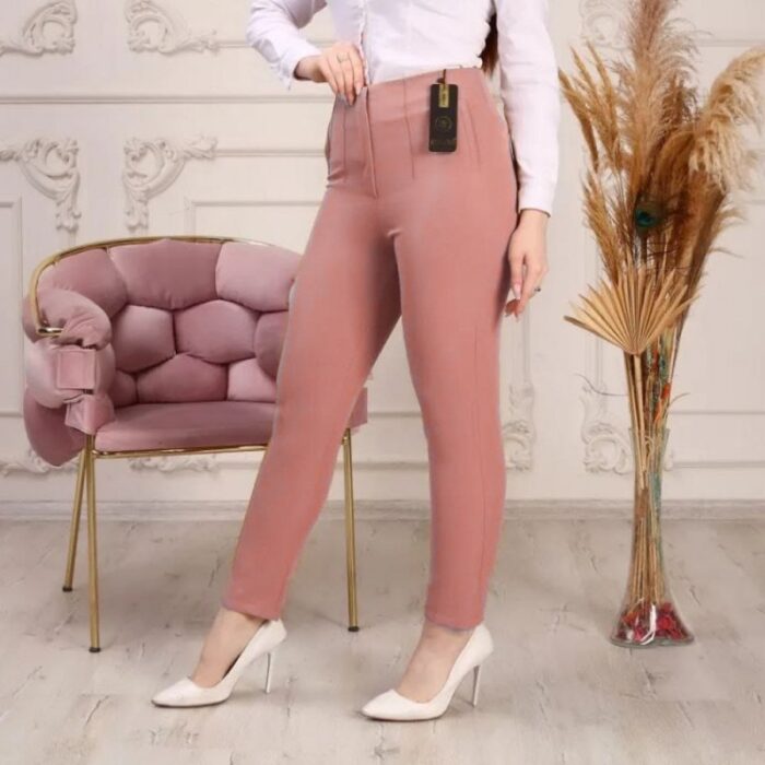 10324015_67db7ecd64031 بنطلون ستاتي قماش لون زهري - الصورة 1