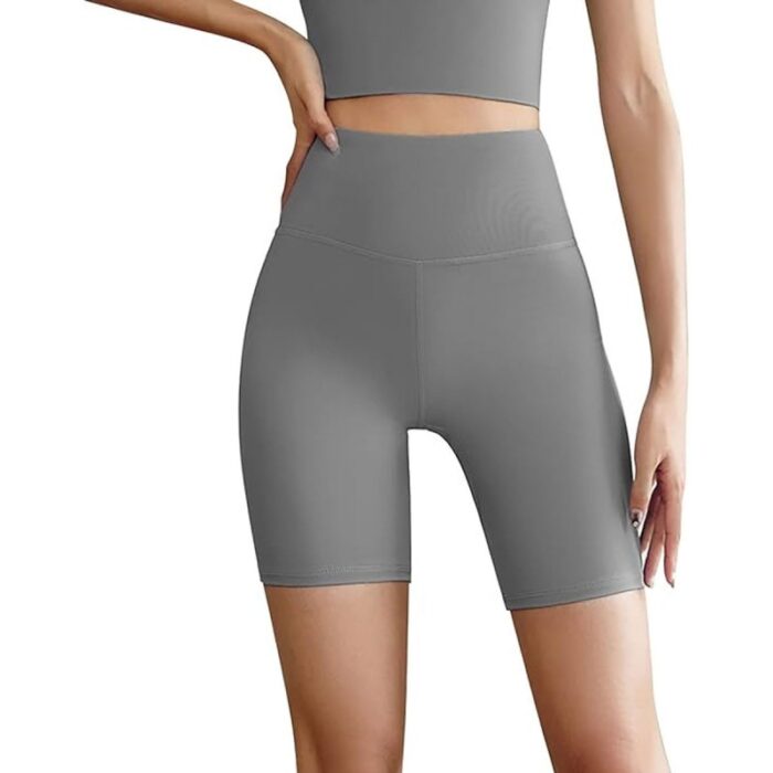 10324558_67db80d55af82 شورت ضيق مضغوط عالي الخصر للياقة البدنية للنساء لون رمادي - Tight-fitting Compression Shorts - الصورة 1