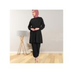 طقم ستاتي طويل قطعتين لون اسود
