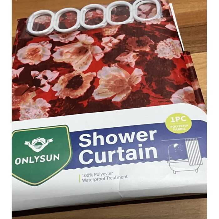 ⁦ستارة حمام ملونة بوليستر قياس180*170روز⁩ - الصورة ⁦3⁩