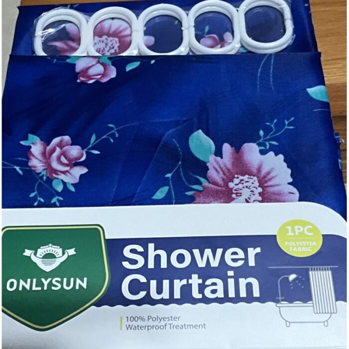 ⁦ستارة حمام ملونة بوليستر قياس180*170ازرق⁩ - الصورة ⁦2⁩