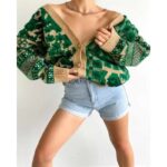 جاكيت ستاتي صوف لون أخضر وبني