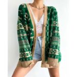 ⁦جاكيت ستاتي صوف لون أخضر وبني⁩ - الصورة ⁦2⁩