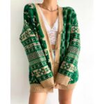 ⁦جاكيت ستاتي صوف لون أخضر وبني⁩ - الصورة ⁦3⁩