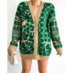 ⁦جاكيت ستاتي صوف لون أخضر وبني⁩ - الصورة ⁦4⁩