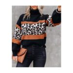 ⁦بلوزة ستاتية صوف لون أسود وبني⁩ - الصورة ⁦3⁩