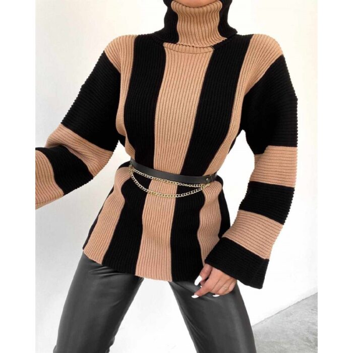 10325076_67db8263354d0 بلوزة ستاتية صوف لون أسود وبني - الصورة 1