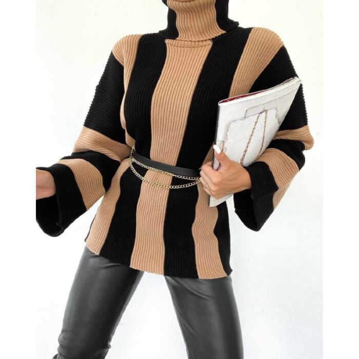 ⁦بلوزة ستاتية صوف لون أسود وبني⁩ - الصورة ⁦6⁩