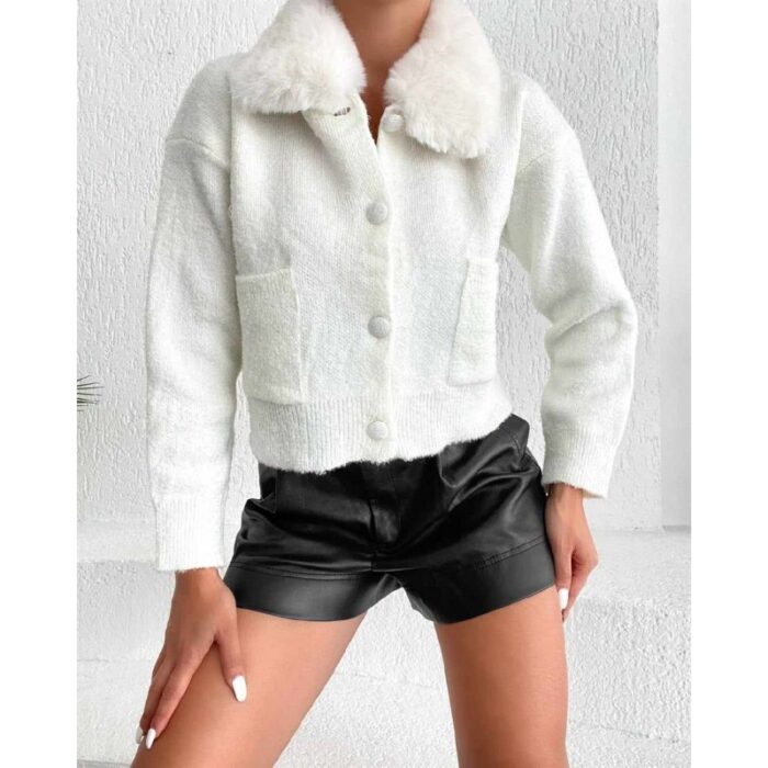 10325093_67db826a83c36 جاكيت ستاتي صوف قصير لون أبيض - الصورة 1