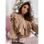 ⁦بلوزة ستاتية صوف خفيف لون بني⁩ - الصورة ⁦3⁩