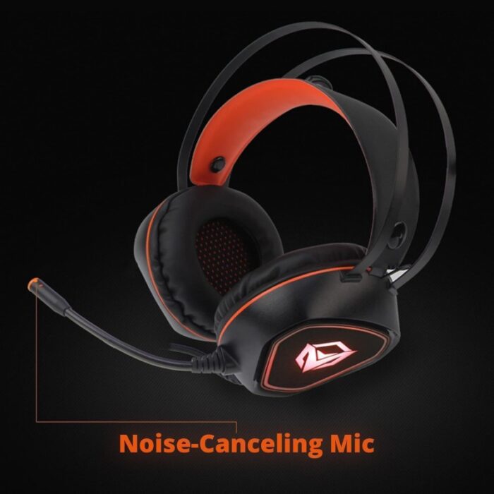 ⁦سماعة رأس سلكية من ميشن لون اسود-Meetion Backlit Gaming Headset with Mic - MT-HP020⁩ - الصورة ⁦2⁩