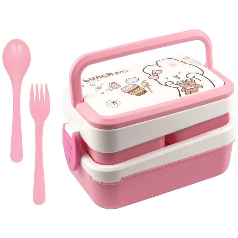 ⁦حافظة طعام طبقات - لون زهري⁩ - الصورة ⁦1⁩