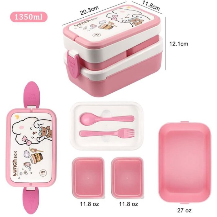 ⁦حافظة طعام طبقات - لون زهري⁩ - الصورة ⁦2⁩