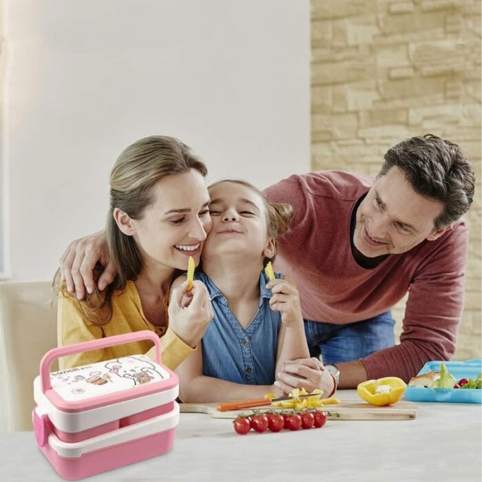 ⁦حافظة طعام طبقات - لون زهري⁩ - الصورة ⁦5⁩