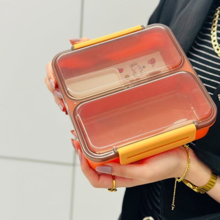 ⁦حافظة طعام مع قاطع متحرك - لون برتقالي⁩ - الصورة ⁦2⁩