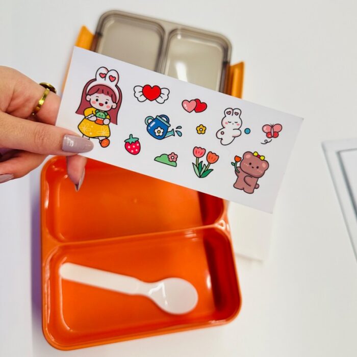 ⁦حافظة طعام مع قاطع متحرك - لون برتقالي⁩ - الصورة ⁦3⁩