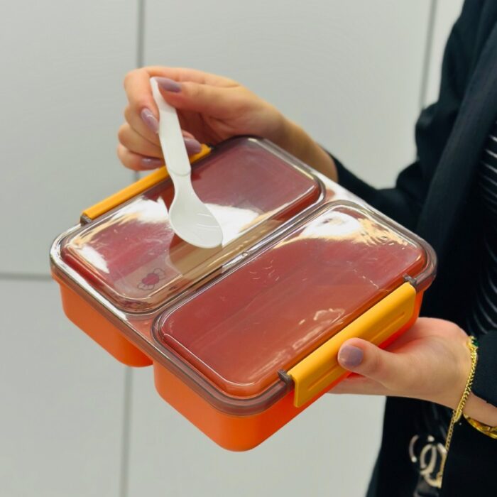 ⁦حافظة طعام مع قاطع متحرك - لون برتقالي⁩ - الصورة ⁦7⁩