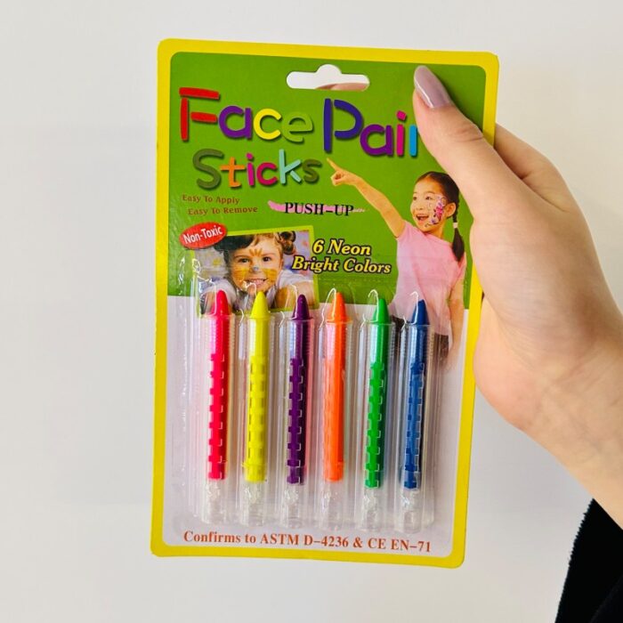 ⁦ألوان وجه قلم فسفوري كرت 1/6⁩ - الصورة ⁦2⁩