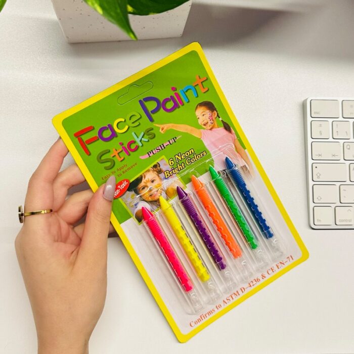 ⁦ألوان وجه قلم فسفوري كرت 1/6⁩ - الصورة ⁦5⁩