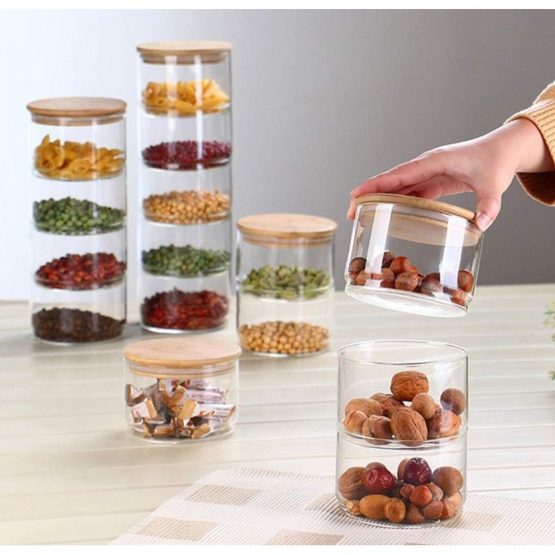 ⁦مضيفة 3 طبقات زجاج بغطاء بامبو⁩ - الصورة ⁦1⁩