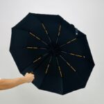 ⁦شمسية قابلة للطي يدوية مع مقبض خشبي حجم كبيرلون أسود⁩ - الصورة ⁦6⁩