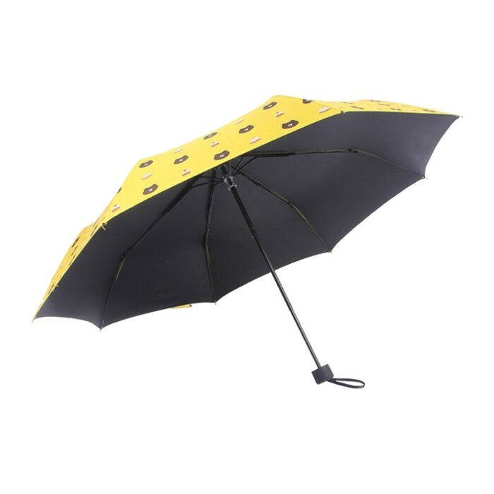 ⁦شمسية قابلة للطي بتصميم وجه الدب لون أصفر⁩ - الصورة ⁦3⁩